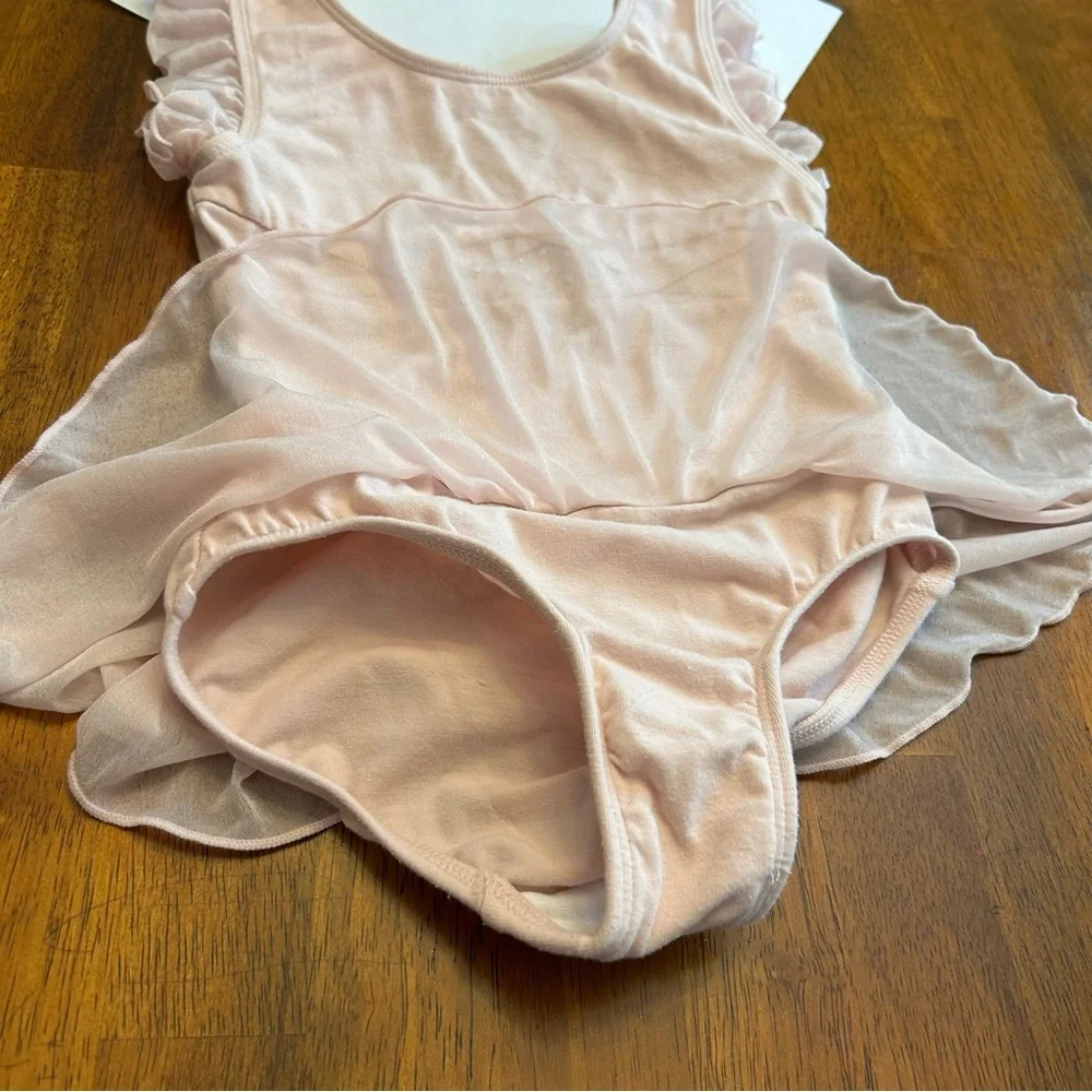 Danskin Freestyle Ballet Pink Dance Dress Leotard Girls XS 4/5 Flutter Sleeve